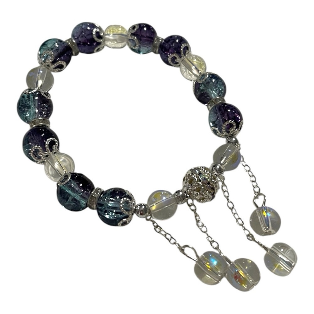 Stunning Glass Bead Bracelet with Dangling Charms